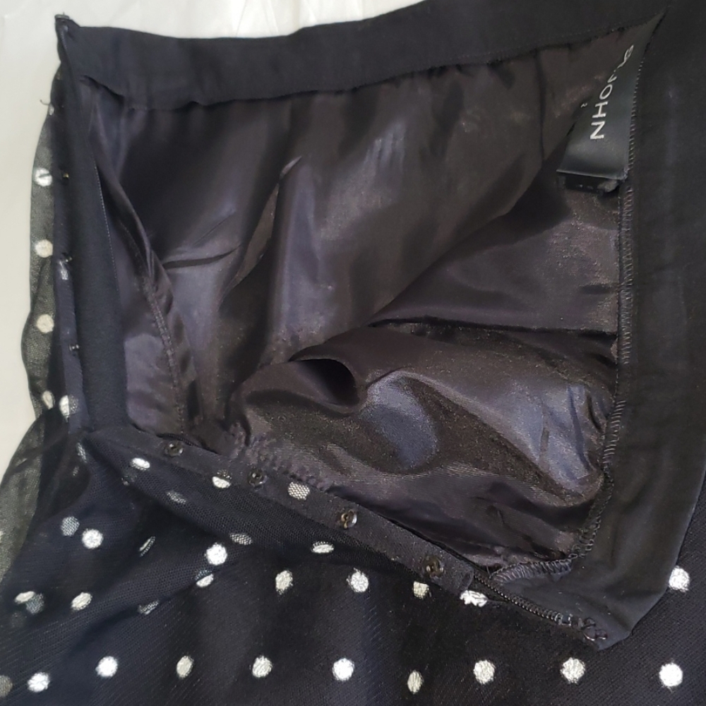 St.John NEW Balloon Skirt Mesh Top Women's BLACK & WHITE NWT - Picture 5 of 15